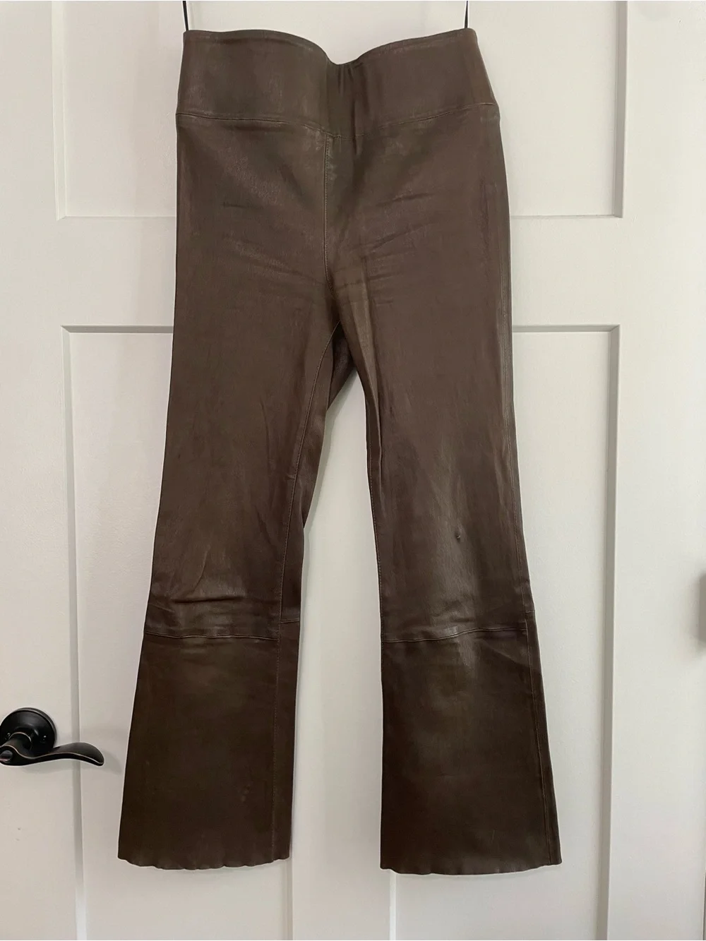 SPRWMN Ankle Crop Flare Pants 100% Lambskin Leather Pants Size 4/6 (Medium)